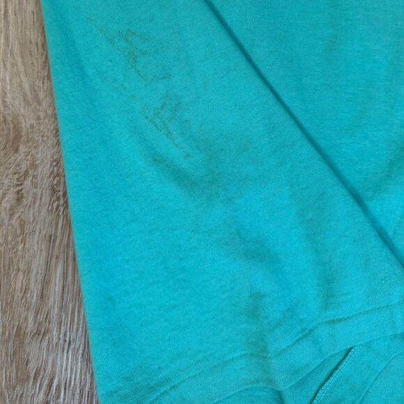 Oneita Graphic T-Shirt Syntex Logo Green XL USA Made Single Stitch 50/50 Blend - Picture 7 of 7